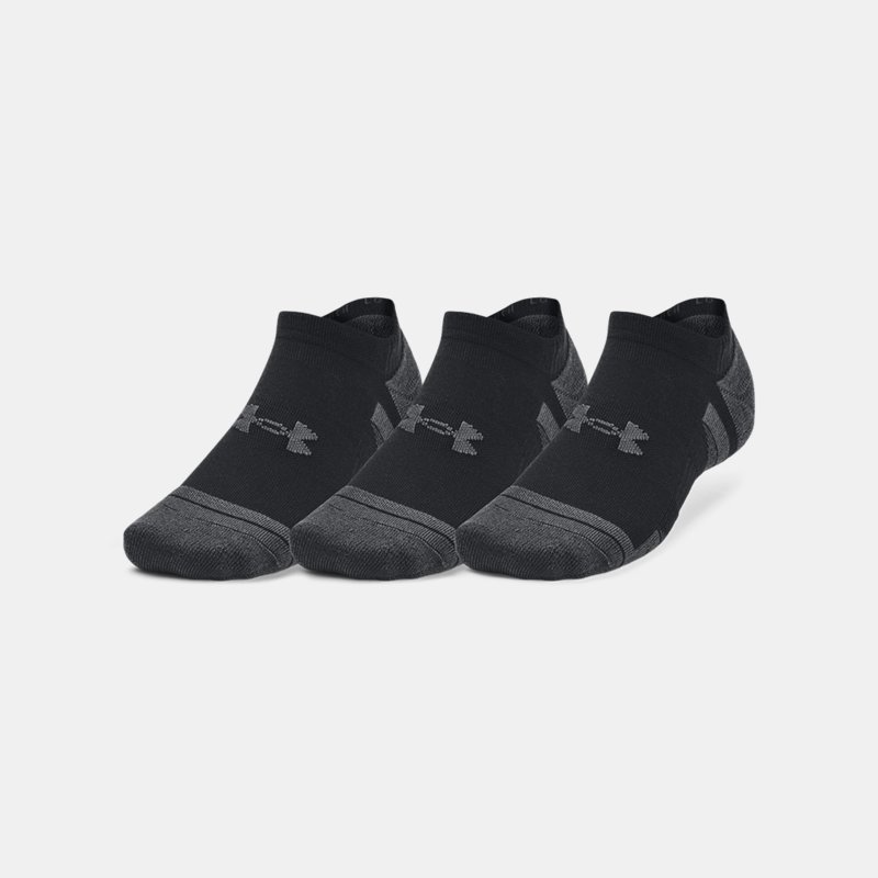 Unisex Under Armour Performance Tech 3-Pack No Show Socks Black / Black / Jet Gray XL